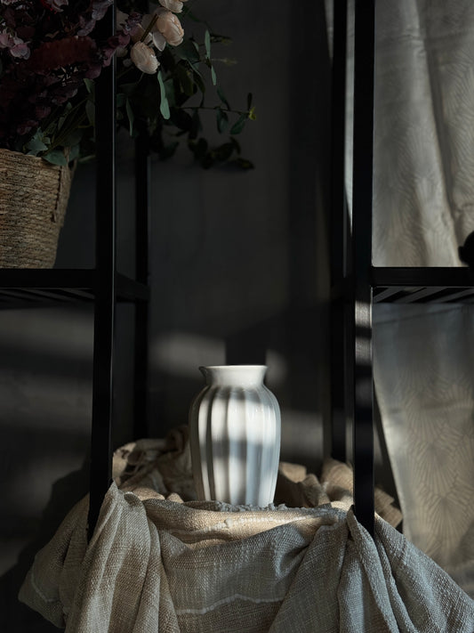 RIBBED IVORY VASE