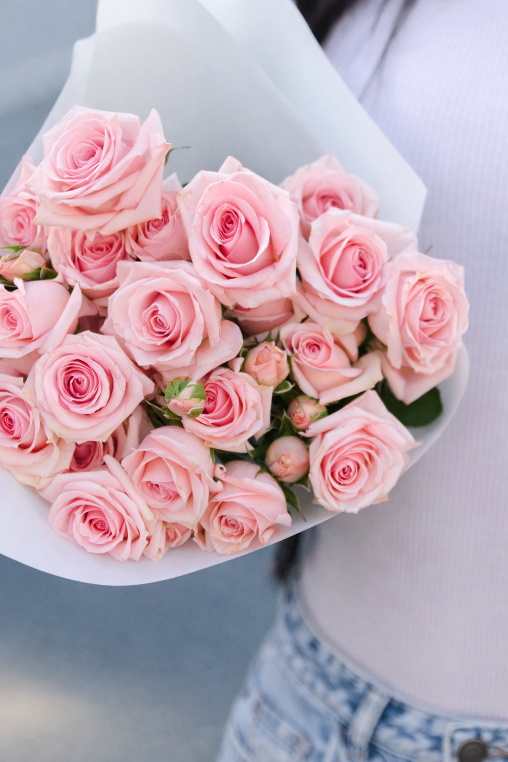 SPRAY ROSE STAR BLUSH PINK 70 CM